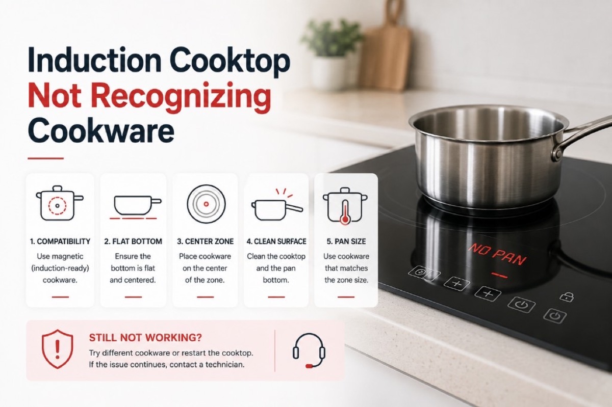 Frigidaire Induction Cooktop Won’t Detect a Pan: Test the Cookware Before the Electronics